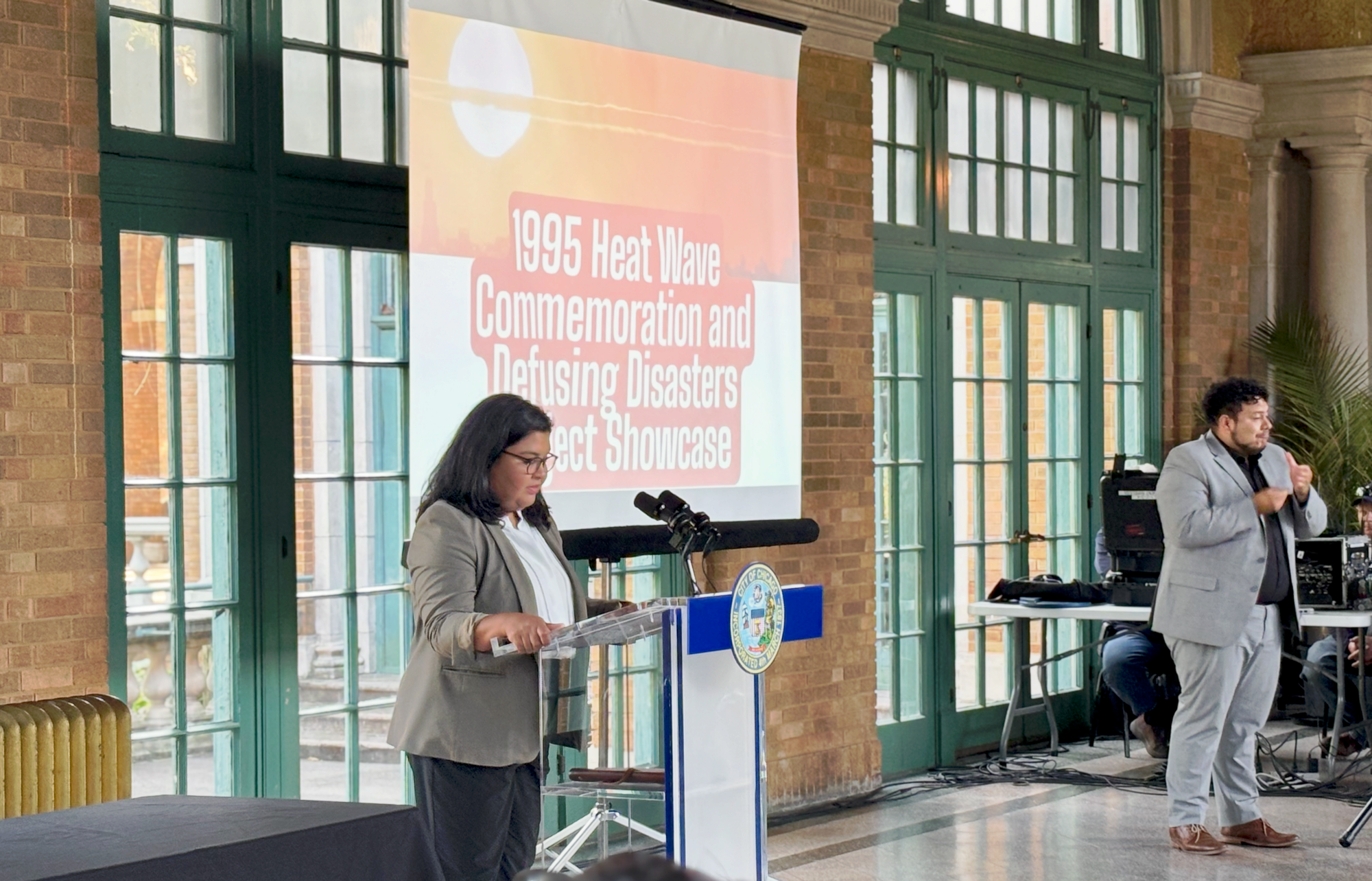 Angela Tovar, Commissioner and Chief Sustainability Officer of City of Chicago’s Department of Environment welcoming Brandon Johnson.