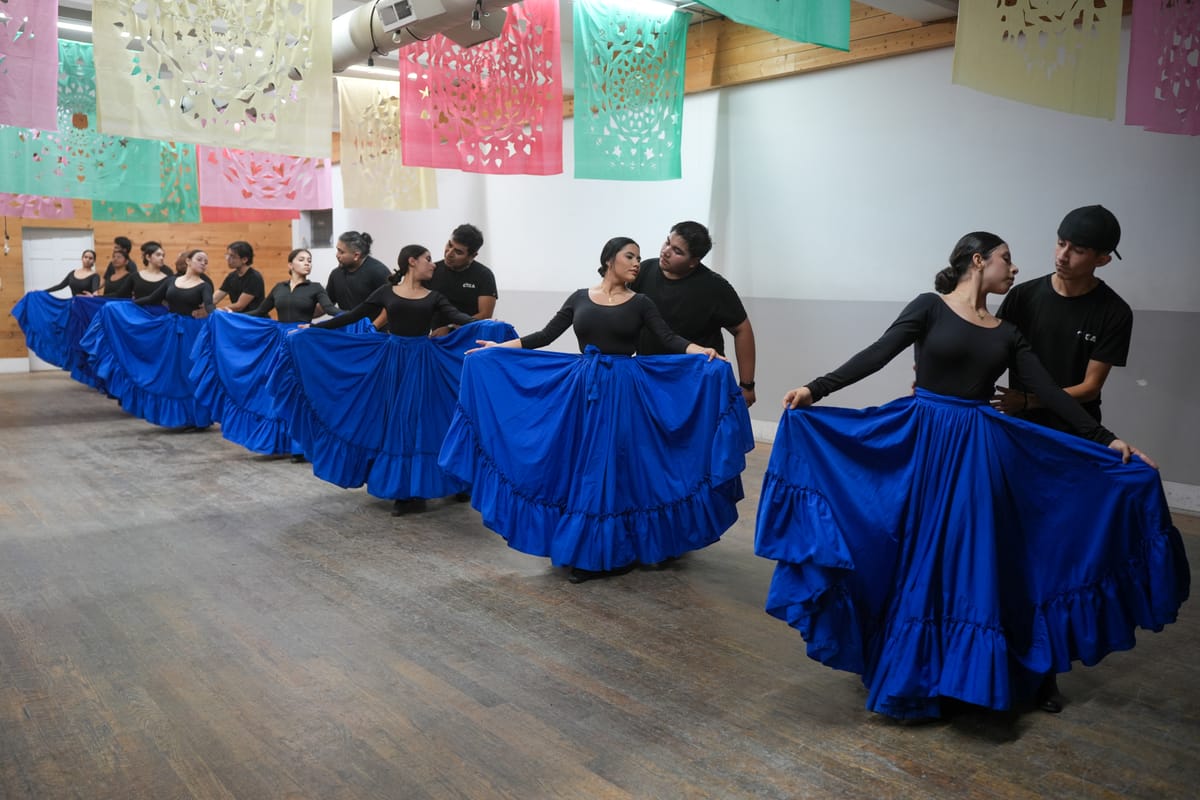 CICA’s main company ensemble rehearses on the Historic Main Stage on Nov. 2, 2025, at The Athenaeum Center for Thought & Culture in Chicago.